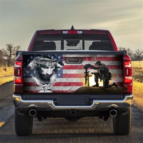 May God Bless Our Veterans Truck Tailgate Decal Sticker Wrap Tailgate