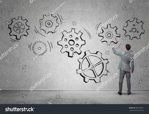 Businessman Standing Back Drawing Concept Teamwork Stock Photo ...