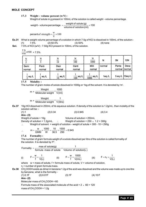 Mole Concept Notes For Class 11 Iit Jee And Neet