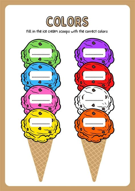 Colors Ice Cream Scoops Worksheet Personal Development Skills