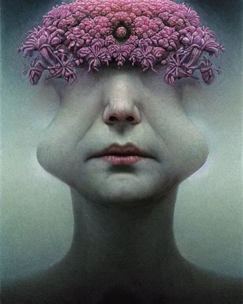 Portrait Descending Into Ethereal Madness Flowers By Stable