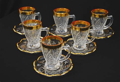 Arabian Cut Crystal Tea Set With Gold Trim Gi579