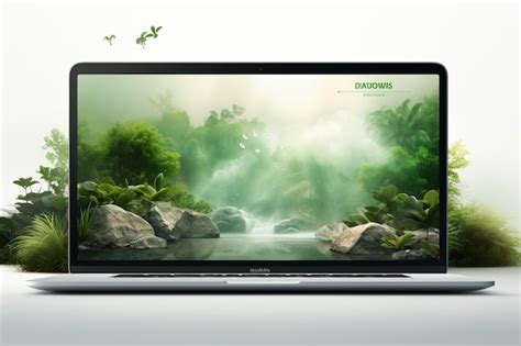 Premium AI Image | Laptop with green nature background 3d rendering ...