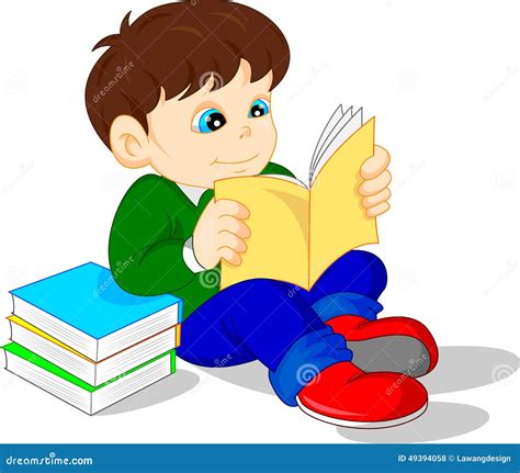 Cute Boy Reading Books Stock Vector Illustration Of Character 49394058