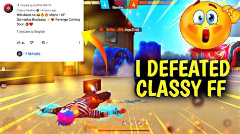 Classy Ff🔥 Vs Alpha 999👽 On Live I Defeated Classy Ff🤨 Classyfreefire Youtube