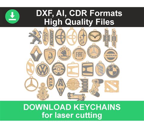 Laser Cut Keychain Svg Glowforge File Dxf Key Template Plywood Etsy