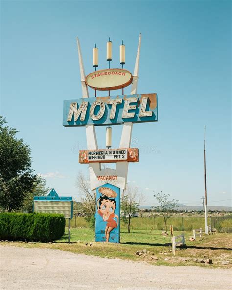 Vintage Stagecoach Motel Sign On Route 66 In Seligman Arizona