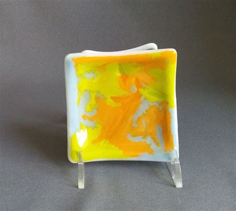 Fused Glass Tea Bag Holder Fused Glass Dish Home Decor Etsy