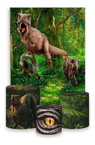 Painel De Festa X Trio De Capa Cilindro Dinossauro Mercadolivre