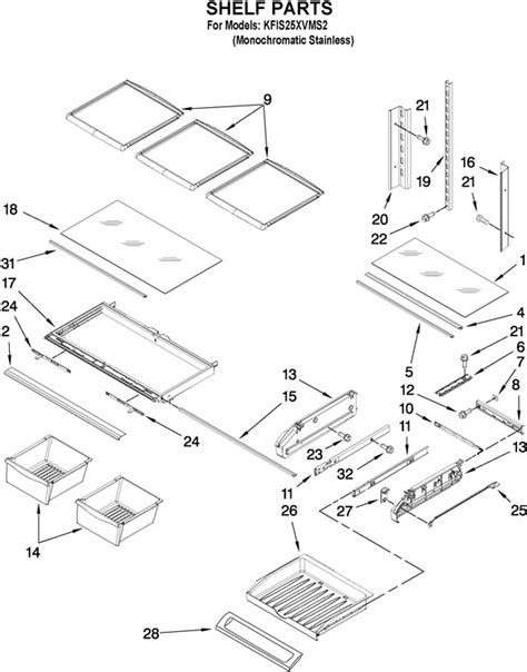 KitchenAid KFIS25XVMS2 Refrigerator Partswarehouse