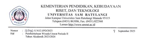 Notice Of UNSRAT Graduation Period II Academic Year 2023 2024 Sam