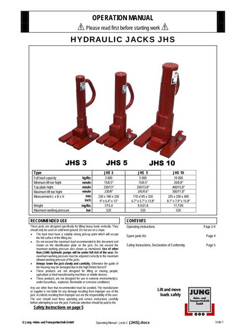 (PDF) HYDRAULIC JACKS JHS - acornindprod.com Operating Manual ...