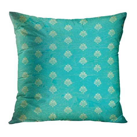 Bosdeco Fancy Weathered Blue Green Damask Spots Vintage Abstract Aged Antique Baroque Pillow