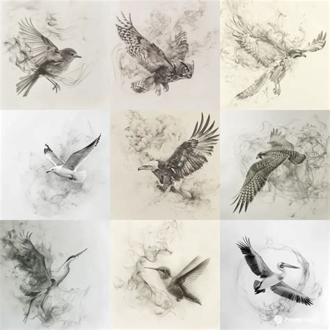 Flying Bird Pencil Sketches Midjourney Prompt | PromptBase