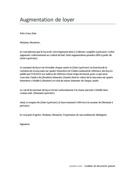 Augmentation De Loyer DOC PDF Page 1 Sur 1