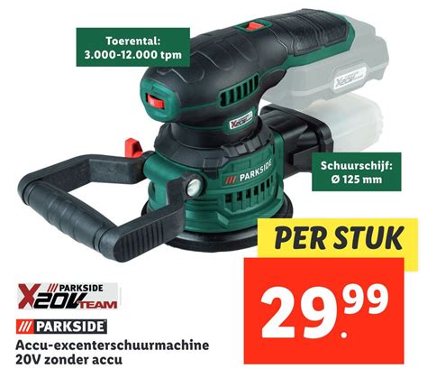 Parkside Accu Excenterschuurmachine V Zonder Accu Aanbieding Bij Lidl