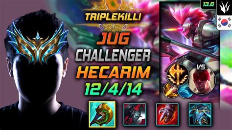 챌린저 정글 헤카림 템트리 룬 신파자 정복자 Challenger Hecarim Jungle vs Lee Sin 롤 KR