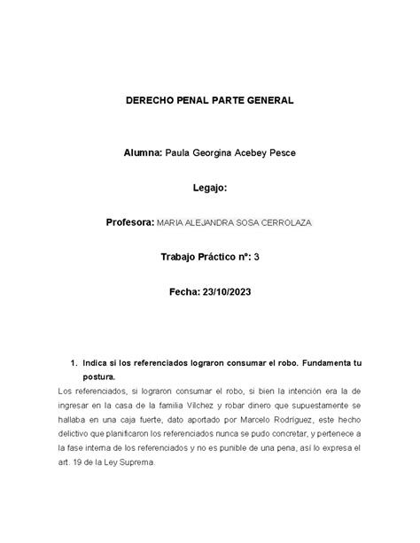 Tp 3 Pesce Derecho Penal Parte General Derecho Penal Parte General