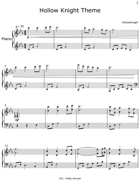 Hollow Knight Theme - Sheet music for Piano