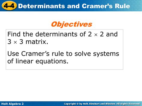 Solution Determinants And Cramer S Rule And Determinant Of Each Matrix