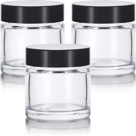 1 Oz 30 Ml Clear Glass Straight Sided Jar With White Smooth Lined Lids 12 Pack