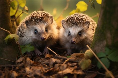 Premium Photo | Small hedgehogs in their natural habitat