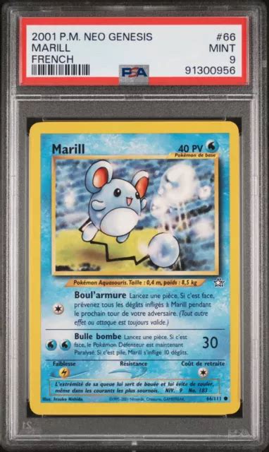 CARTE POKÉMON MARILL 66 111 PSA 9 Wizards Néo Génésis FR EUR 31 49