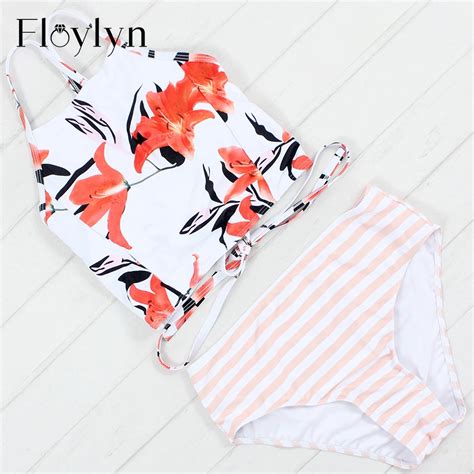 Floylyn Sexy High Neck Bikini Women Swimwear Push Up Swimsuit Biquini