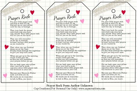 Prayer Rock Poem Printable - Printable Word Searches