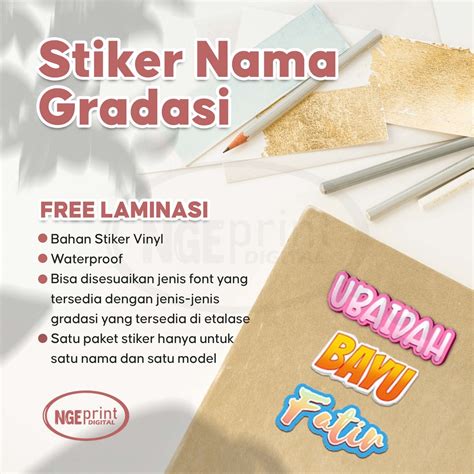 Jual Stiker Nama Custom Gradasi Warna Stiker Nama Waterproof Stiker