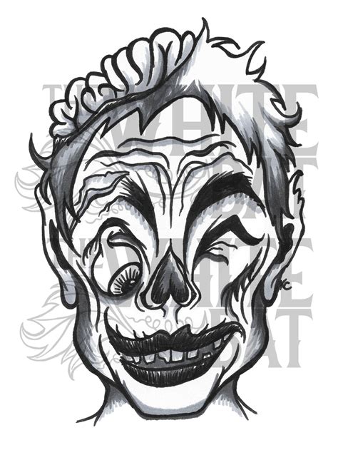 Black And White Happy Zombie Digital Art Downloadable Image Etsy