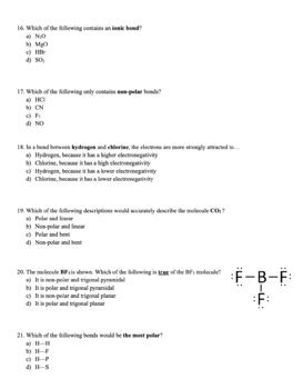 Bonding And Polarity Test Unit Exam By Chemistry Wiz Tpt