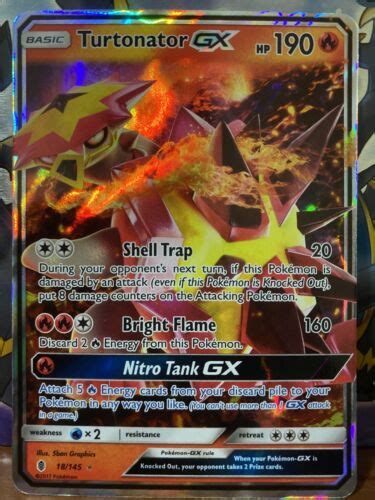 Pokémon TCG Turtonator GX Sun Moon Guardians Rising 18 145 Holo