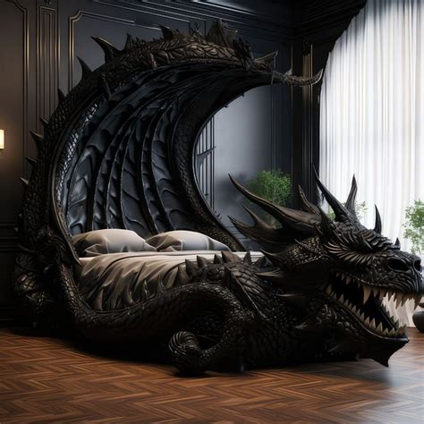 Black Dragon Bed - DIY Bedroom Design Idea