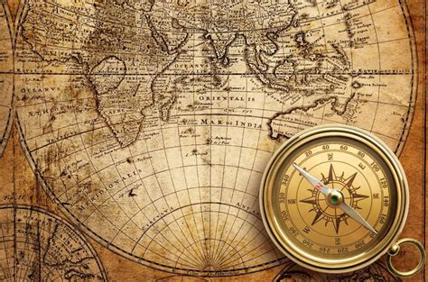 Vintage World Map With Compass