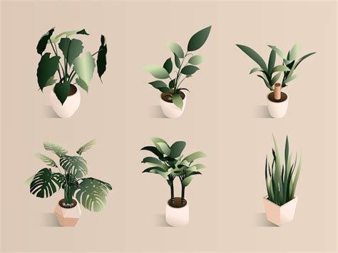 Premium Vector Isometric Plant Set In Modern Pot Small Set Fresh