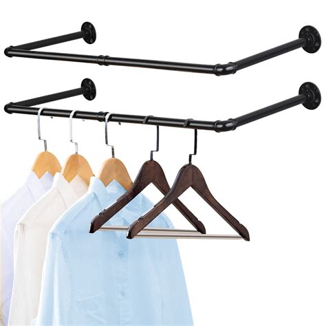 Buy Industrial Pipe Clothing Rack Set Of 2 Wall Ed Vintage Garment