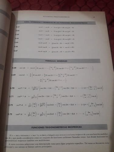 Libro Schaum Manual De Formulas Y Tablas Matemáticas Murray Cuotas Sin Interés