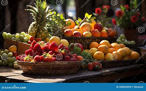 Freshness Of Nature Bounty Healthy Organic Ripe Fruits And Vegetables