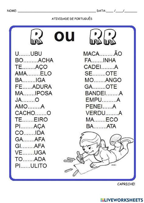 Palavras R Ou Rr Activity Learn Portuguese Teachers Workbook