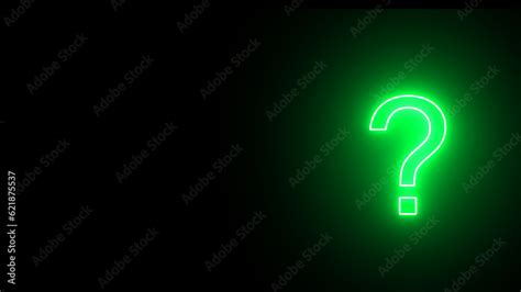 Neon Green Color Question Mark On Black Background Neon Question Mark