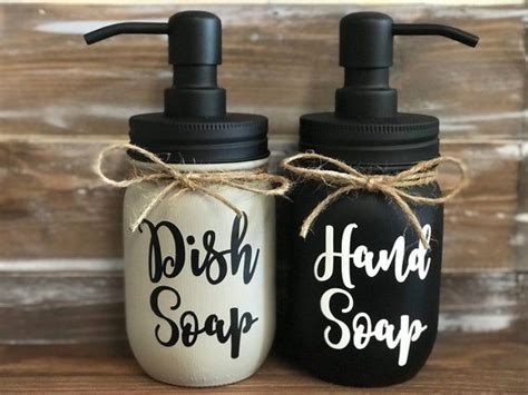 Dish And Hand Soap Set Soap Dispensers Dish Soap Hand Soap Etsy Diy Soap Mason Jar Soap