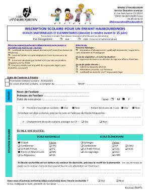 Fillable Online Inscription Scolaire Pour Un Enfant Haubourdin Fr