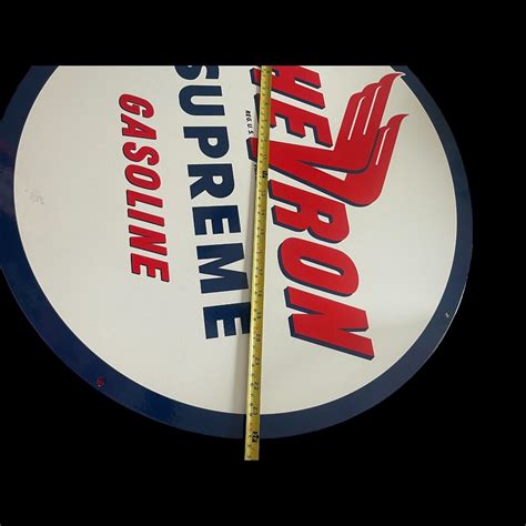 Chevron Supreme Gasoline Large Heavy Double Sided Porcelain Sign