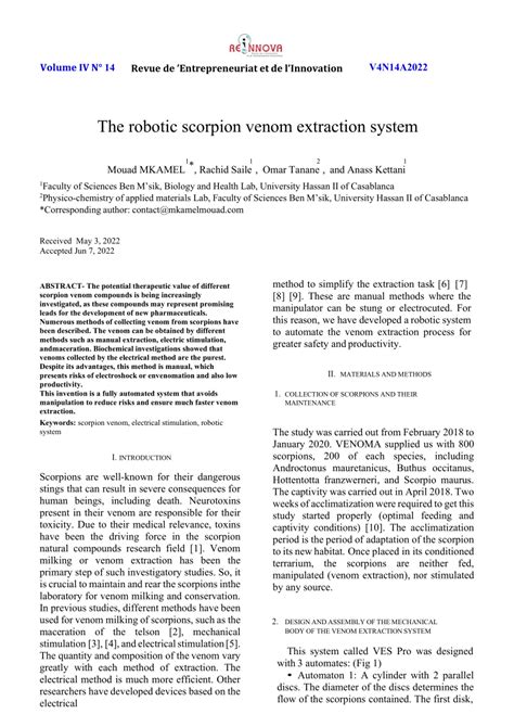 (PDF) The robotic scorpion venom extraction system