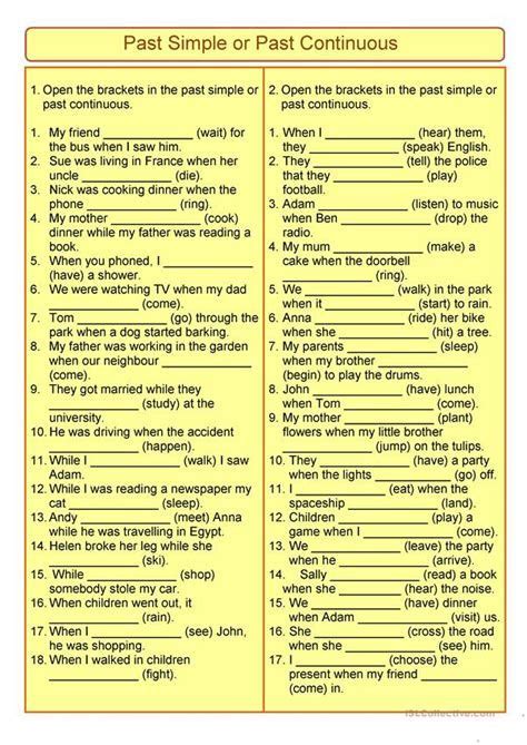 Past Continuous Vs Past Simple Gramm English Esl Worksheets Pdf Doc Images