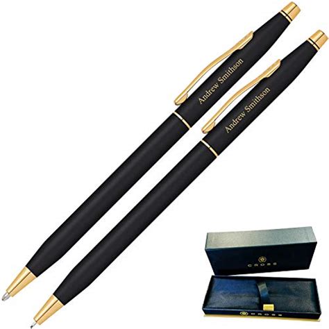 Engraved Cross Pen Set Personalized Cross Classic Century Black Pen