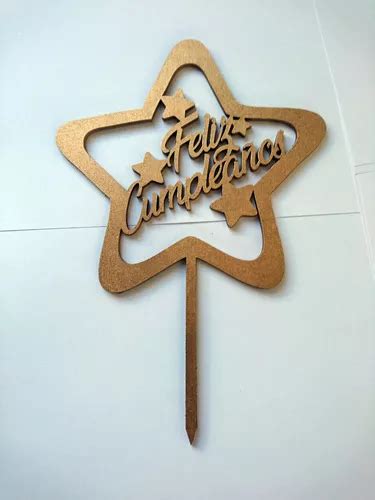 Topper Cake Letrero Para Pastel Feliz Cumpleaños Estrella en venta en