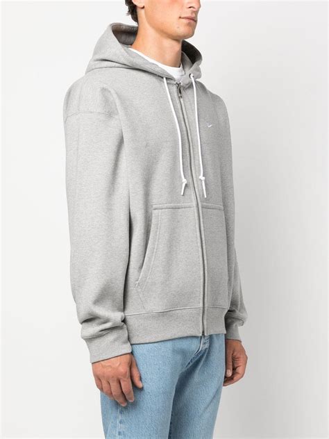 Nike Swoosh Logo Zip Up Hoodie Grey Farfetch