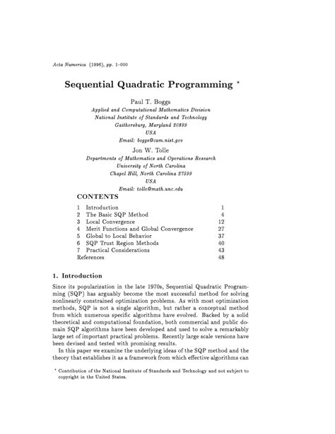 PDF Sequential Quadratic Programming